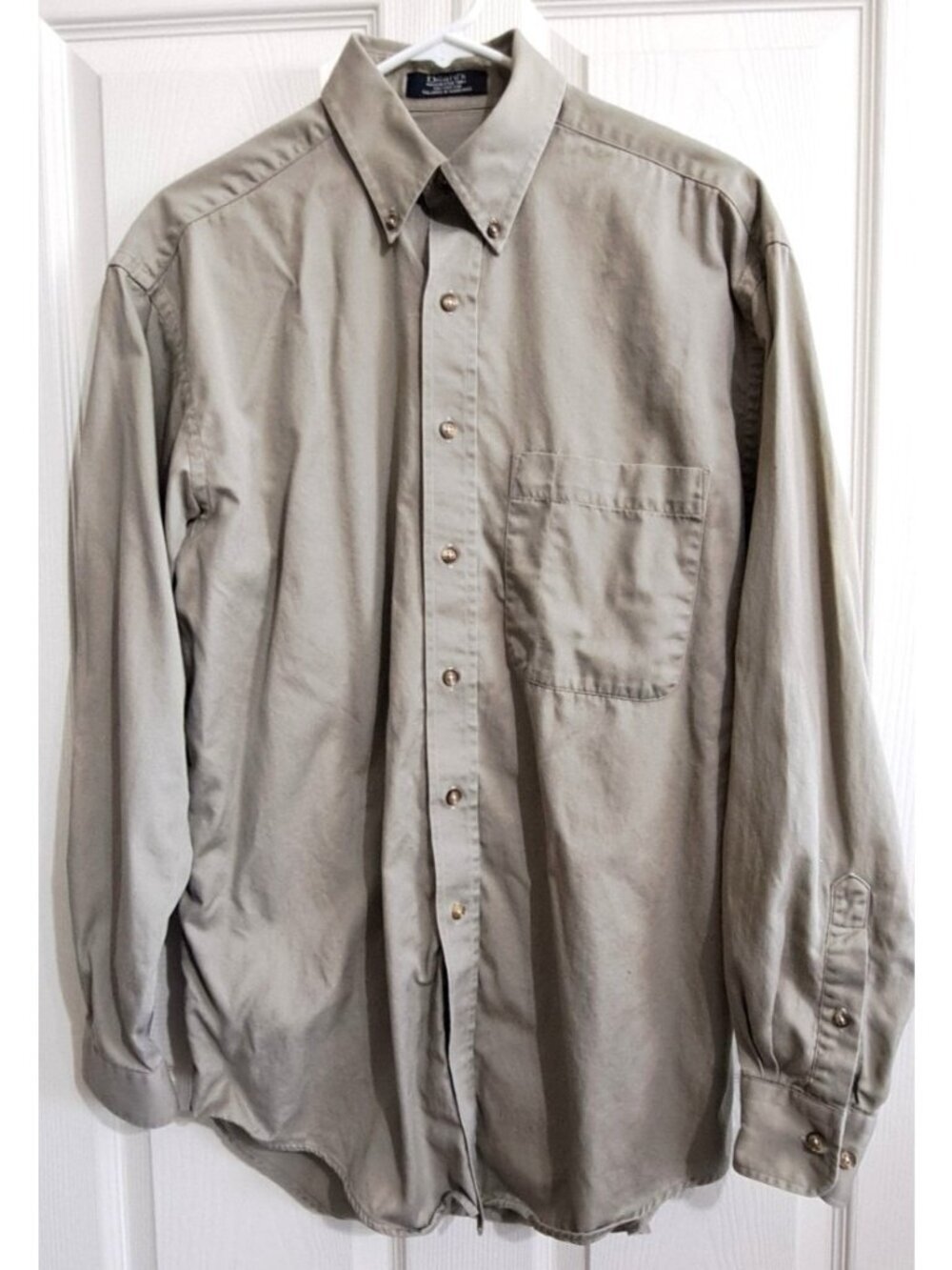Roundtree & Yorke Dillard's Manchester Twill 15.5/34-35 Khaki Dress Shirt